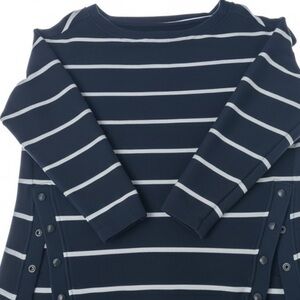 Navy and White Striped three-quarter length sleeve Top